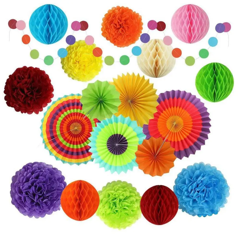 

20Pcs/Set Hanging Paper Flower Fan Honeycomb Balls Birthday Party Wedding Decor New Arrival
