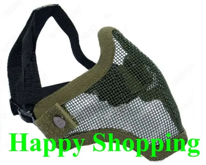 

Half Face Metal Mesh Protective Hunting Mask Airsoft Paintball Resistant Green
