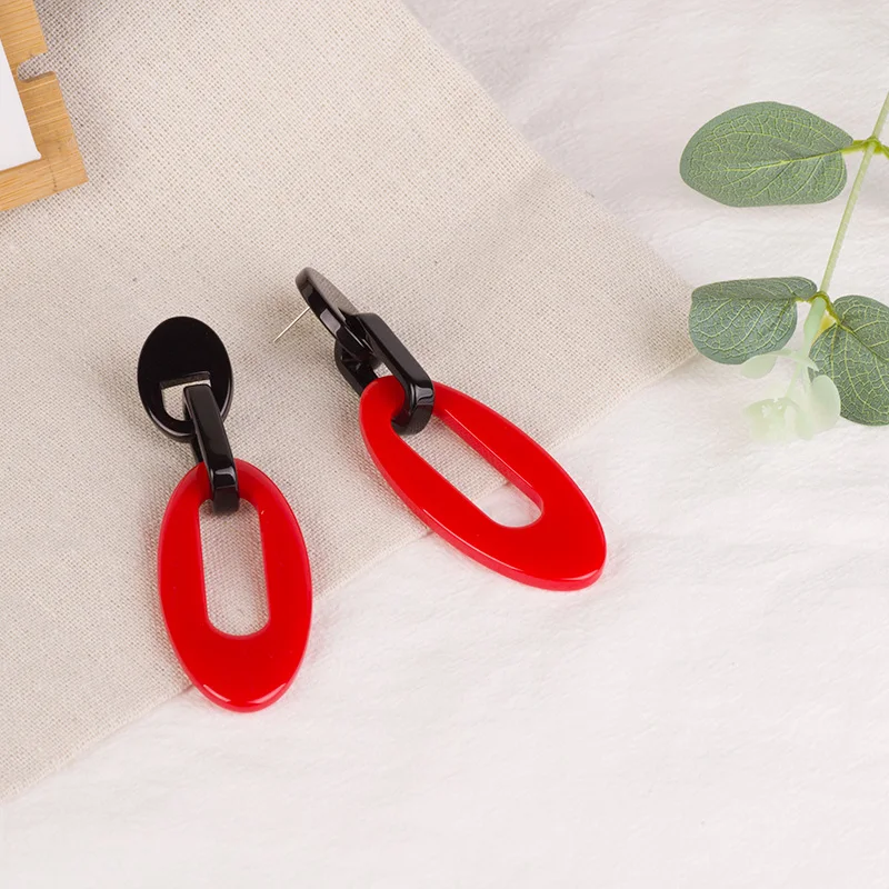 Vintage Acrylic Drop Earrings for Women Statement Big Long Geometric Dangling Resin Earring Fashion Jewelry Green Dangle Brincos (1)