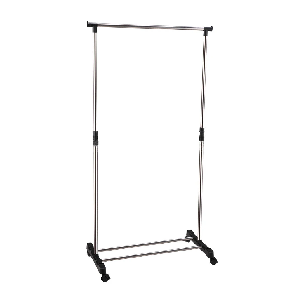 

Retemporel Adjustable Castor Wheels Rolling Garment Rack Rail Clothes Hanger AD Z7X7