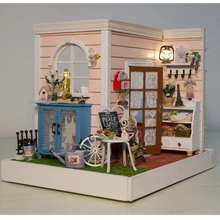 Сборный DIY Кукольный дом, игрушка, деревянный Миниатюрный Кукольный домик, миниатюрный кукольный домик, игрушки с мебели, светодиодный светильник, подарок на день рождения, Z-001