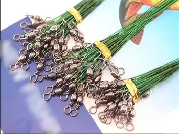 

72pcs 15/23/30cm Fishing Line Steel Wire Leader With Rolling Swivels Duo-Lock Snap Anti-bait Carp Fishing Wire Leadcore Leash