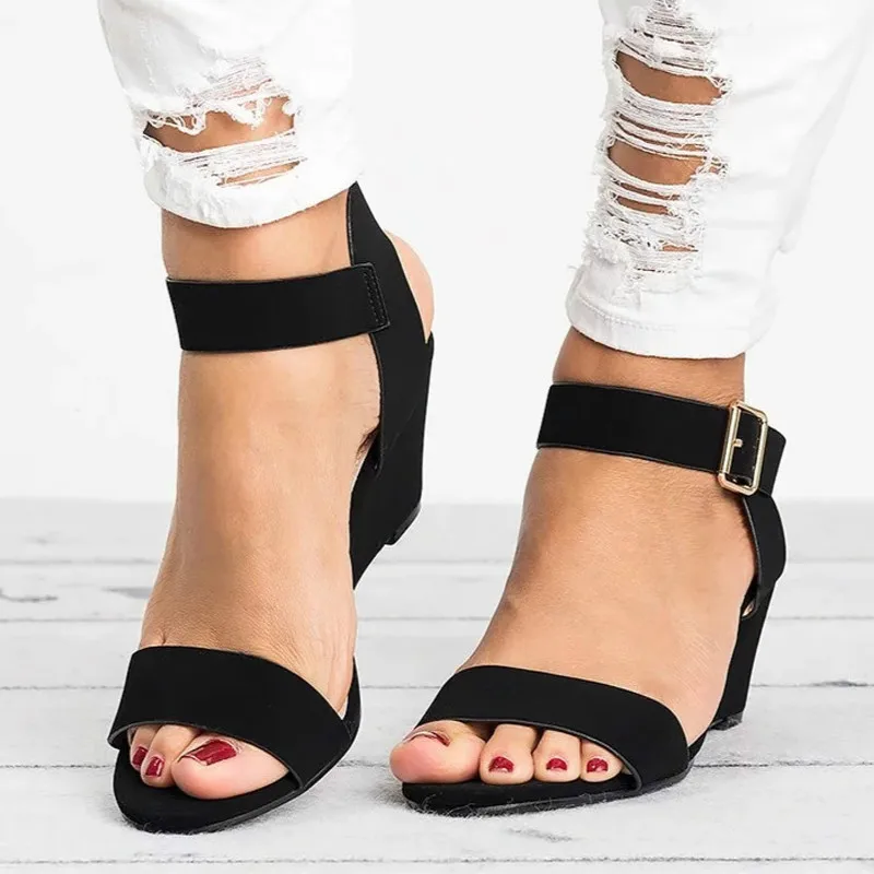 

Wedges Sandals Women Casual Shoes Summer Beach Sandals Ladies Shoes Ankle Strap Buckle Shoes Zapatos Mujer Plus Size Sandalias