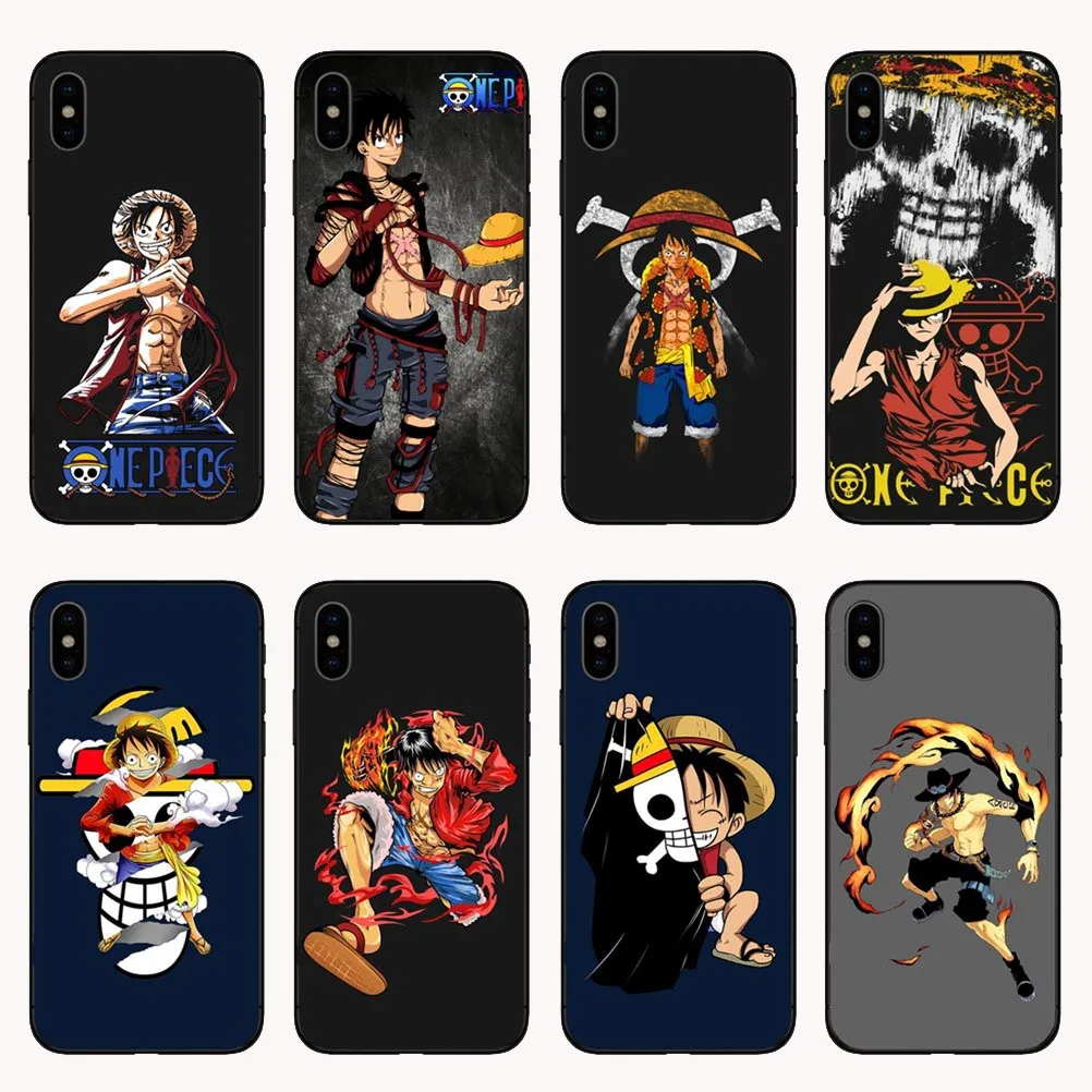 Черный мягкий Уретановый Термопластик (tpu) японского аниме коллаж one piece Луффи Coque