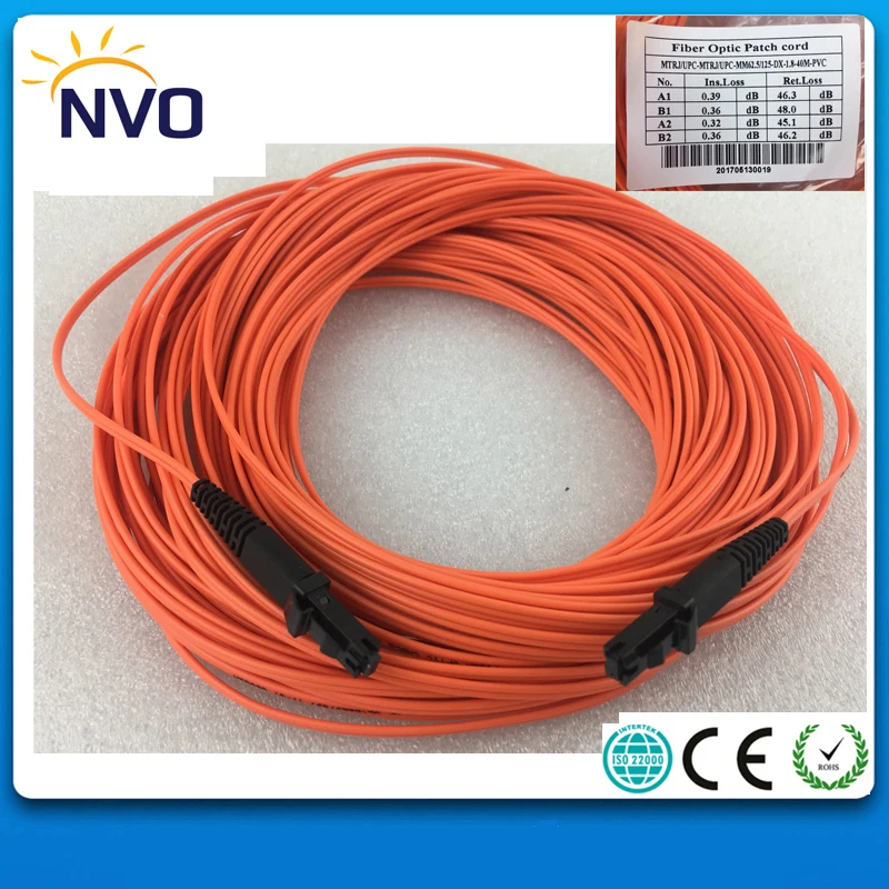 

MM(62.5/125),Duplex,40M,1.8mm,PVC Jacket,MTRJ-MTRJ Fiber Optic Patch Cord/Fiber Jumper