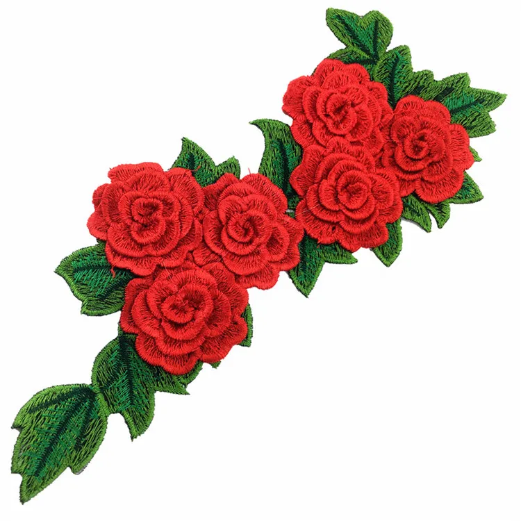 1 шт. 3D красная вышитая ткань цветок розы Венеция кружева швейная аппликация кружевной воротник декольте Воротник Аппликация аксессуары - Цвет: Red
