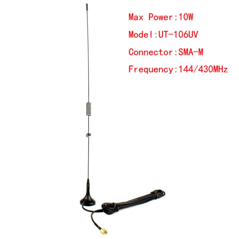 

UT-106UV SMA-Female/Male/BNC Dual Band Magnetic Vehicle-mounted Antenna For Walkie Talkie BaoFeng UV-5R UV-B6 BF-888S etc.