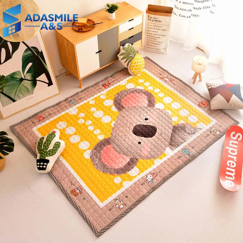 Мультфильм милый медведь коврик и ковер Толстая решетка стеганая Площадь Ковер Спальня дом гостиная детская комната для ползания и игр коврики Ковры