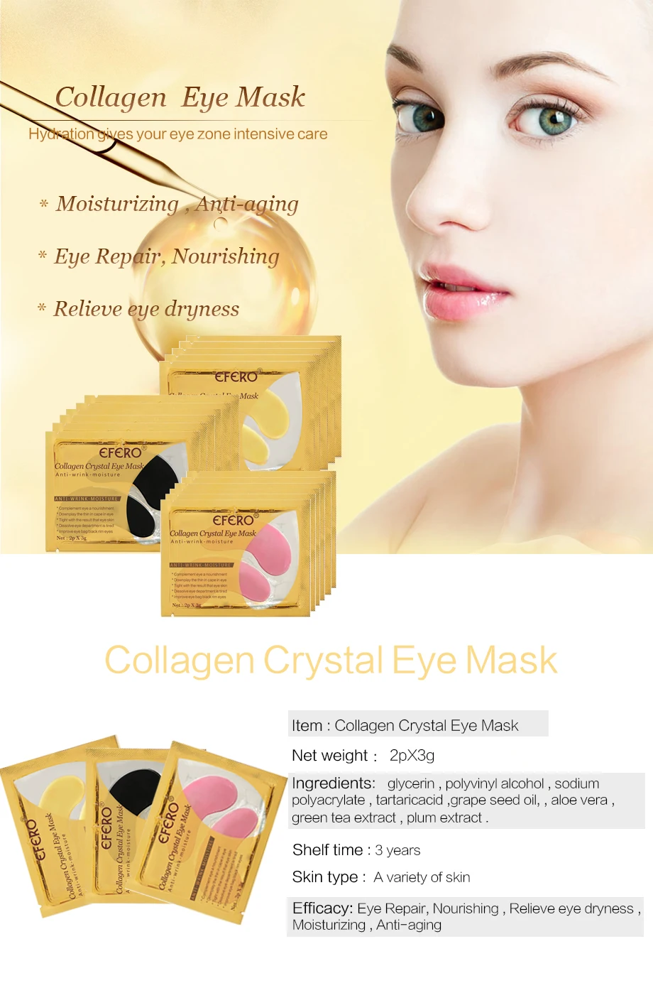 5/8/10/15packs Collagen Eye Mask Anti Aging Anti Puffiness Moisturizing Eye Masks Dark Circles Remover Eye Patches Gel Eye Pads