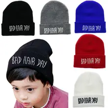 Зимняя теплая шапка, Рождественская Детская шапка, милая однотонная вязаная шляпа с вышитыми буквами, шапочка