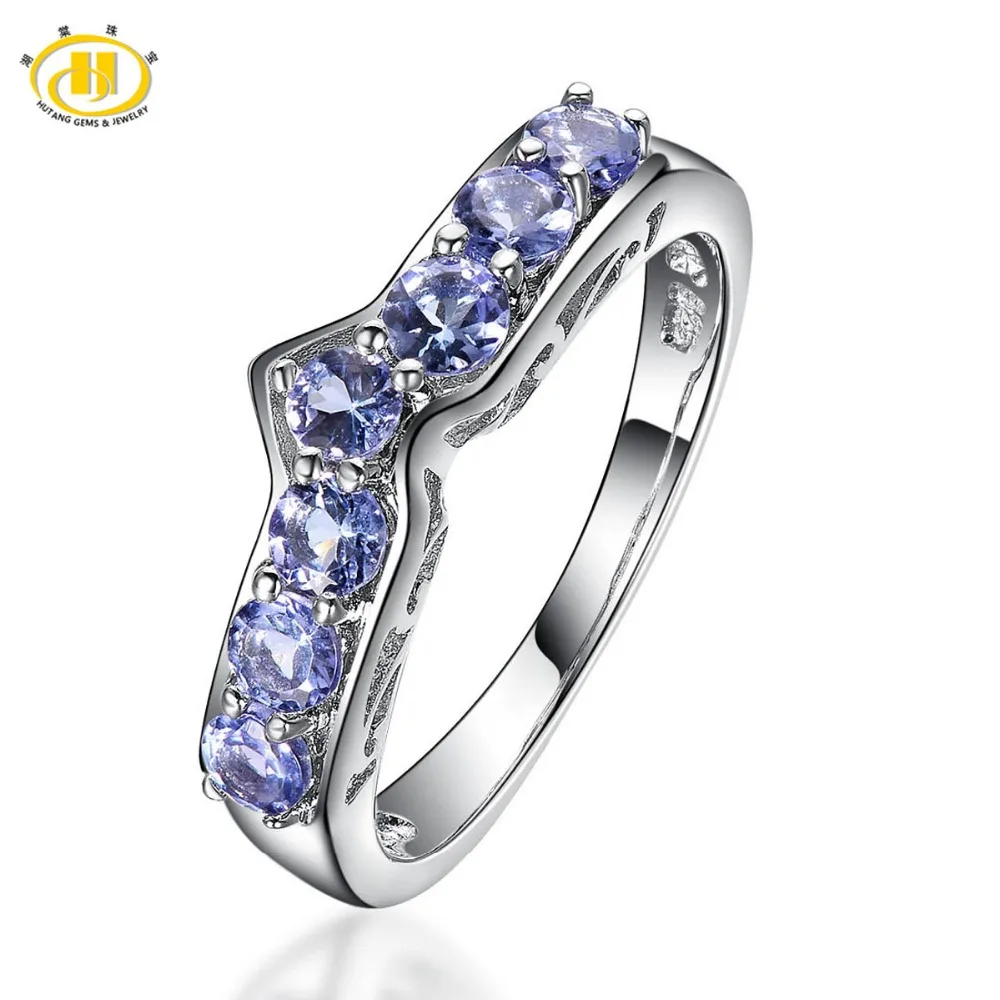 

Hutang Natural Tanzanite Promise Ring Solid 925 Sterling Silver Gemstone Fine Jewelry For Women's Wedding Engagement Bridal Gift