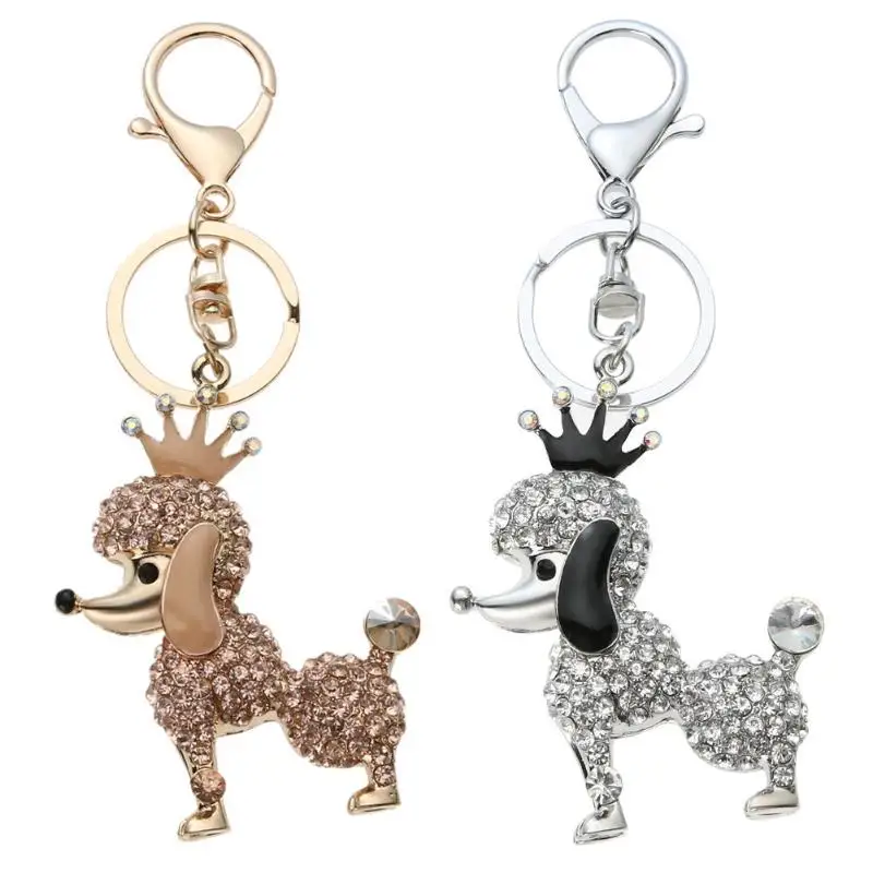 Crown Dog Key Chain Girl Chic Cute Keyring Bag Pendant Bag Car Decoration Puppy Key Holder
