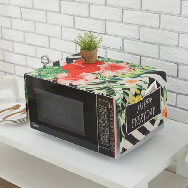 Best Offers 100*35cm Simple Stylish Flower Pattern Cotton  Dust Cover Microwave Cover Microwave Oven Hood Microwave Cover