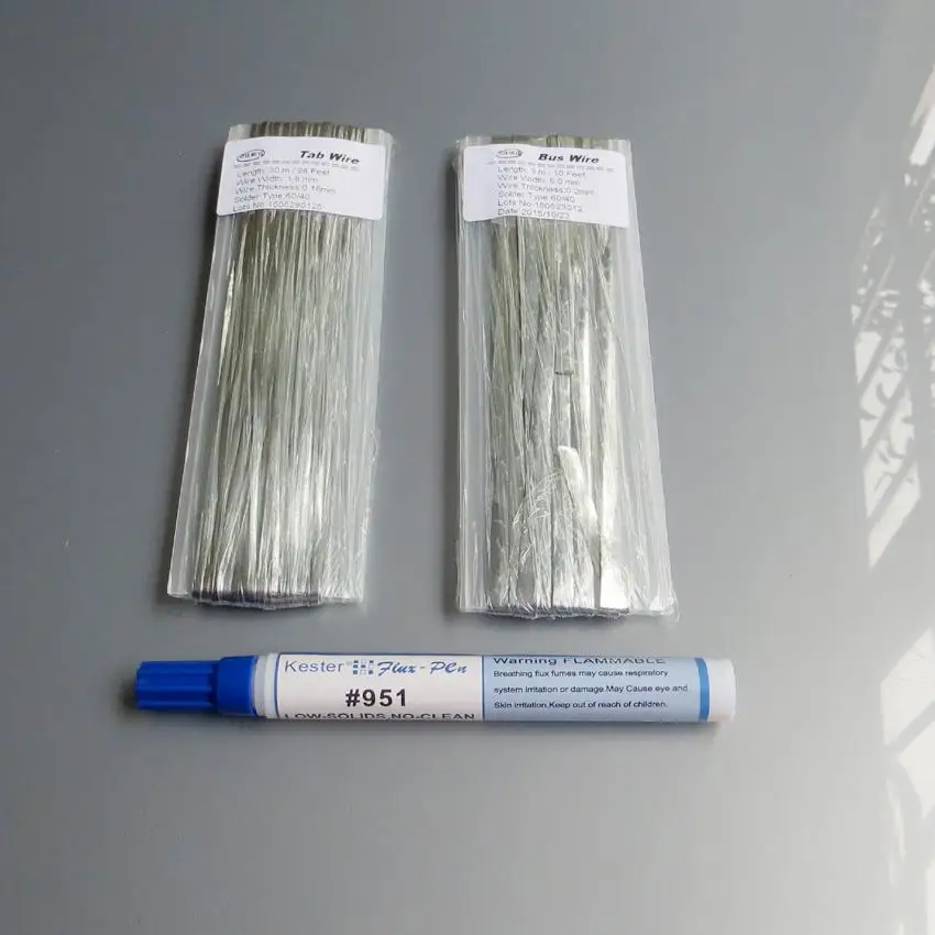 

30M Tab wire + 3M Bus wire PV Ribbon Tabbing wire +1pc 951 10ml Soldering Rosin Flux Pen