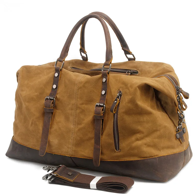

New fashion Retro canvas cow leather bag men and women hand-held shoulder his leisure travel bag bag 831-2