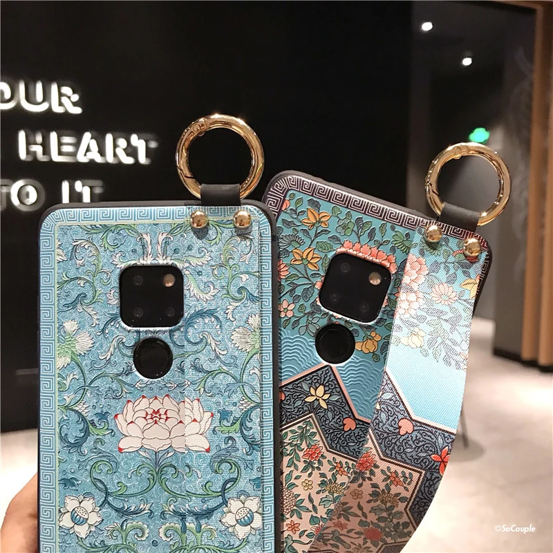 SoCouple Wrist Strap Soft TPU Phone Case For Huawei P20 Pro Lite For Mate 10 20 Pro P10 plus Nova 3 3i 2s Flower embroidery Case (8)