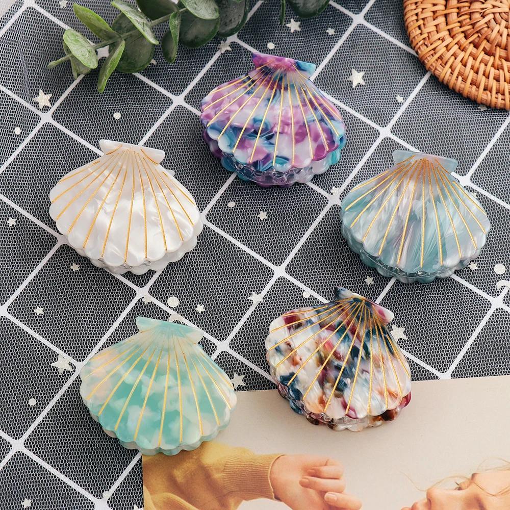 

1Pcs Women Hair Accessories Shell Shape Acrylic Hair Claws Beach Hairpins Barrette Beauty Hair Crab Hairgrips Girl Headwear