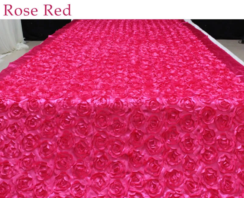 3D Rose Flower Satin Fabric Wedding Party Carpet Stage Tablecloth Background 