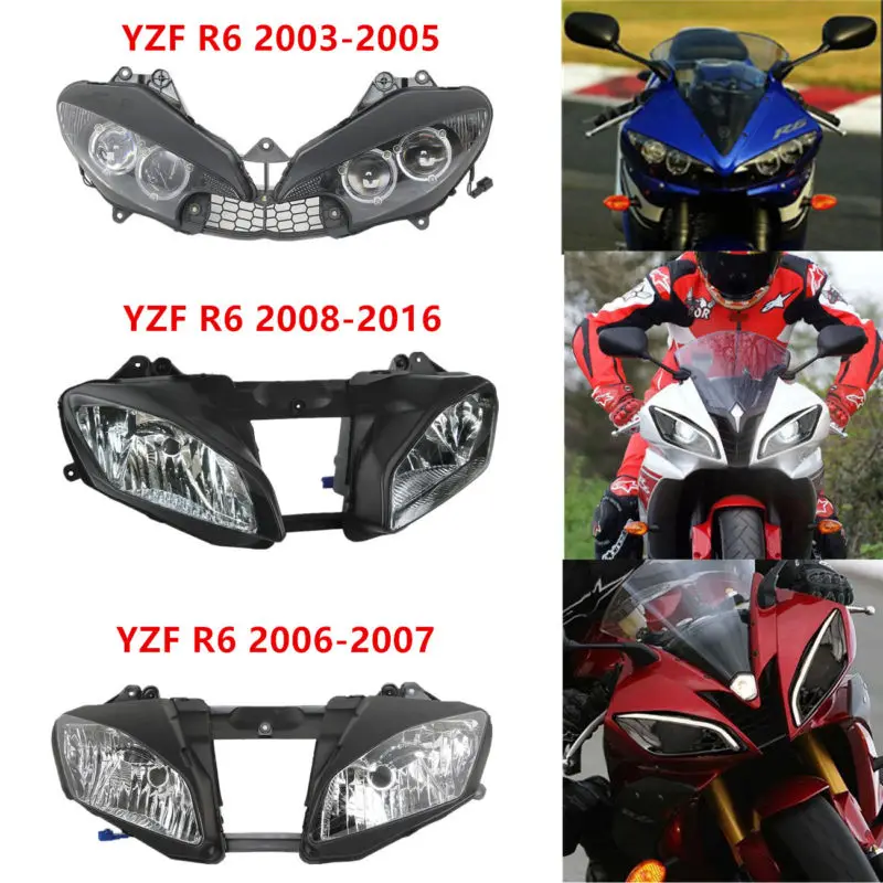 

Motorcycle Motorbike Front Headlight Headlamp For Yamaha YZF R6 YZFR6 03-05 06-07 08-16