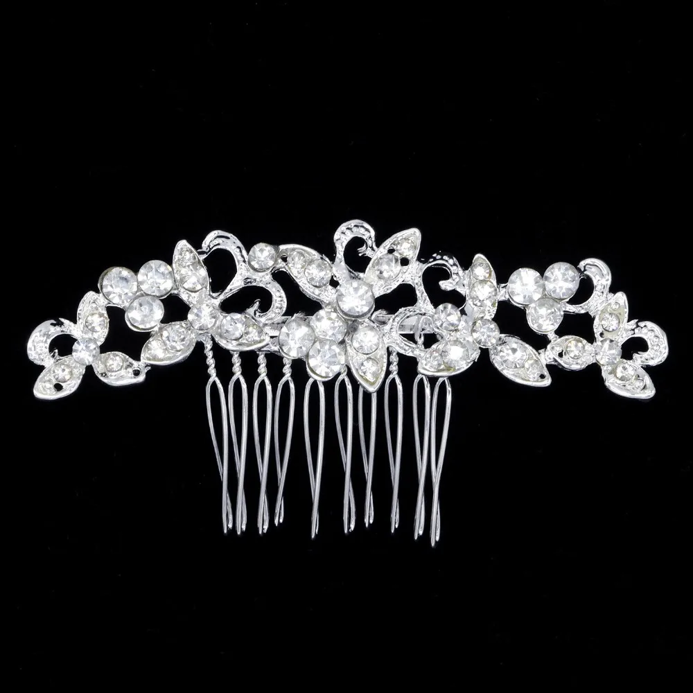 

Bridal rhinestone wedding comb comb Butterfly fashion silver plated wedding dress crown accessories