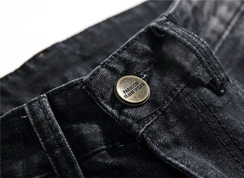 Лоскутное Jaqueta джинсы Для мужчин Модные Узкие рваные джинсы с вышивкой Высокое качество Тонкий Рваные джинсы Повседневное прямые брюки бренда Жан