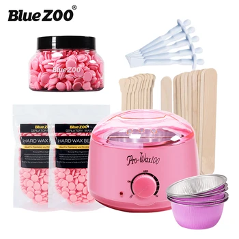 

7pcs/set hair removal set by Blue Zoo hard wax beans 350g pink color hair remover cream paperless beans with wax warmer BZ134