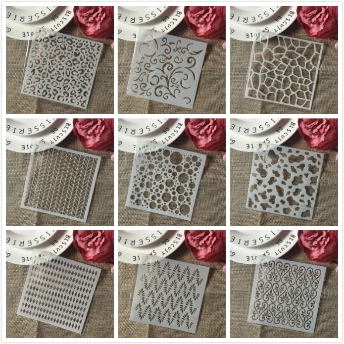 

9Pcs/Set 5inch Bubble Texture DIY Craft Layering Stencils Painting Scrapbooking Stamping Embossing Album Card Template