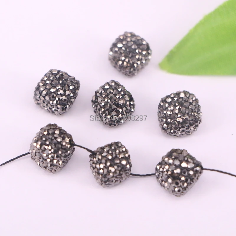 10Pcs Black Rhinestone Pave connector spacer beads for jewelry making in Beads from Jewelry