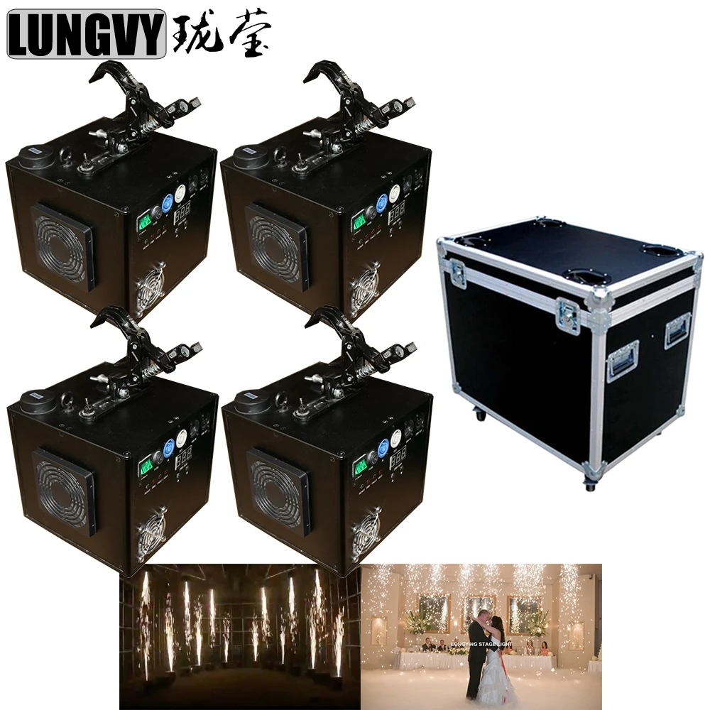 

Free Shipping 4pcs/Lot Flycase Packing Stage Fireworks Cold Spark Fountain DMX Sparkingmachine Fountain Titanium Powder