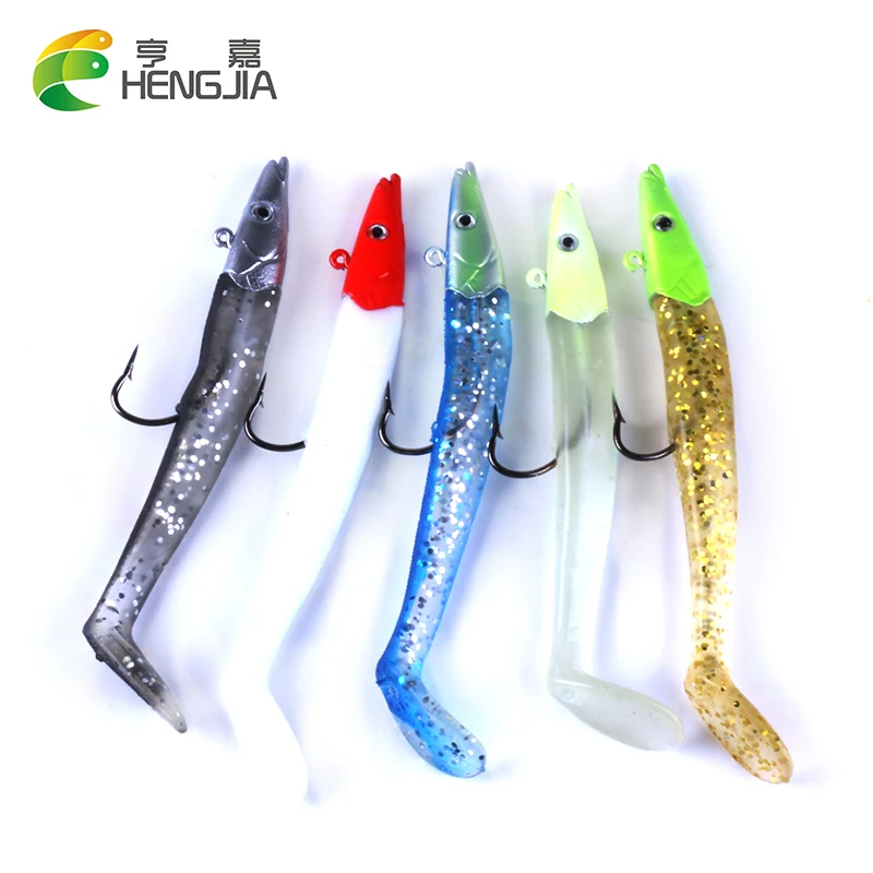 HENGJIA 5pcs/lot lead Jig Head Lure 11cm/19g Luminous Soft bait fishing
