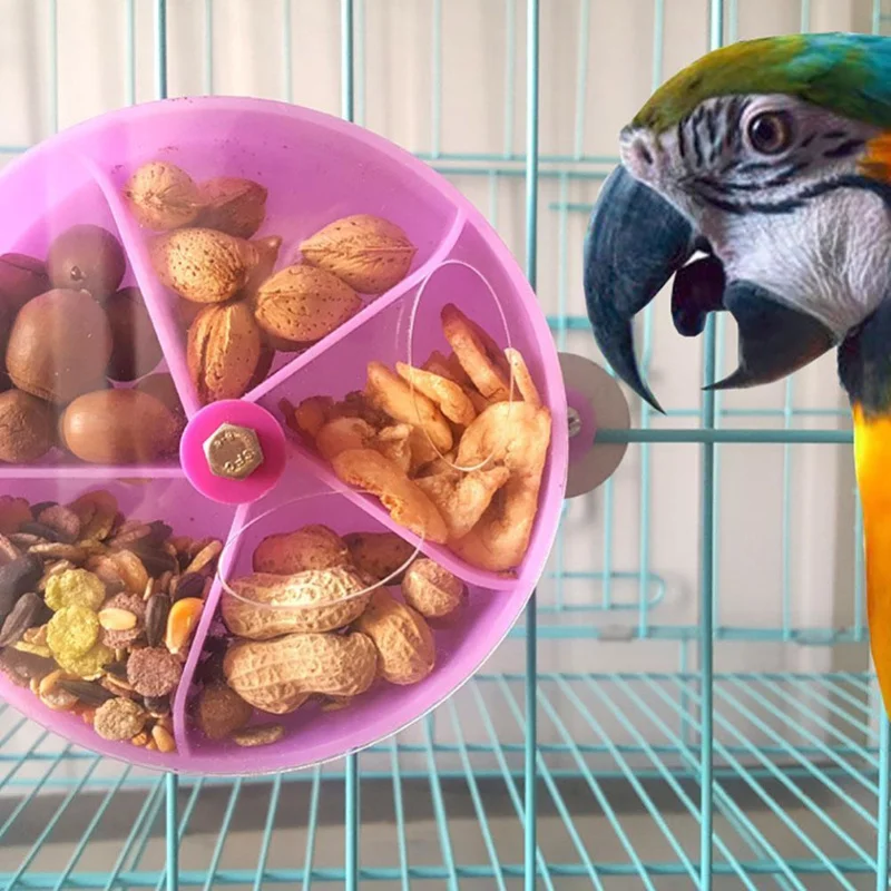 

Parrot Foraging Resistant Food Box Bird Feed Storage Wheel Gnawed Toy Cases Aviary Bird Feeders House Birds Feed Bite