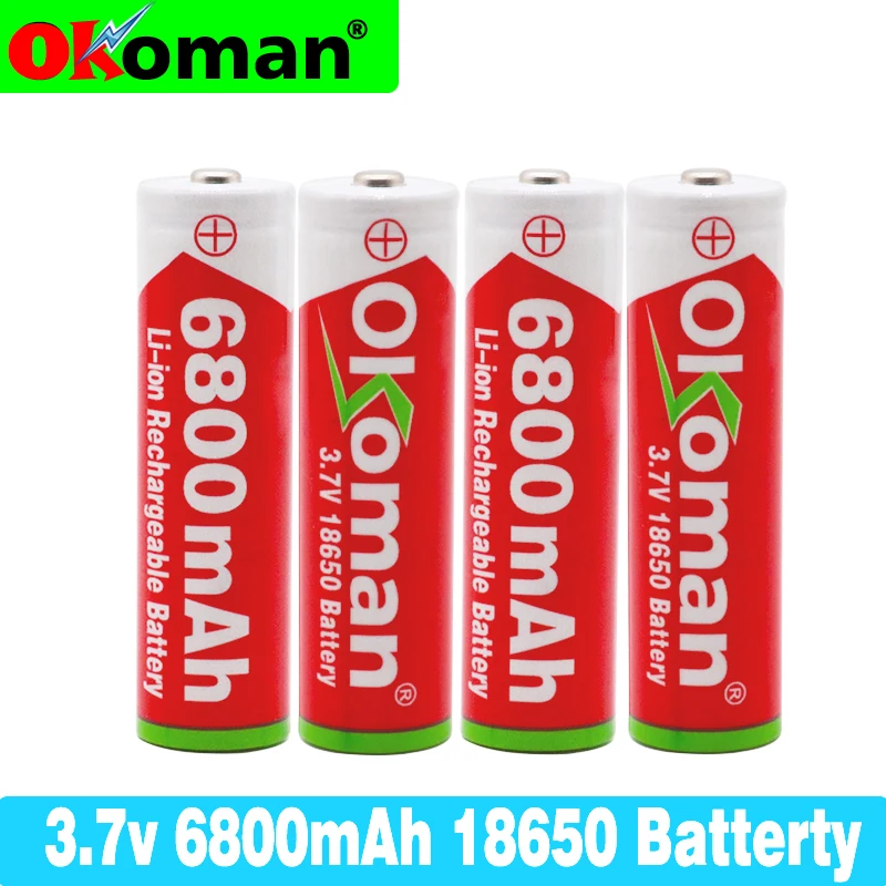 

18650 Battery Rechargeable Battery 3.7V 18650 6800mAh Capacity Li-ion Rechargeable Battery For Flashlight Torch Battery