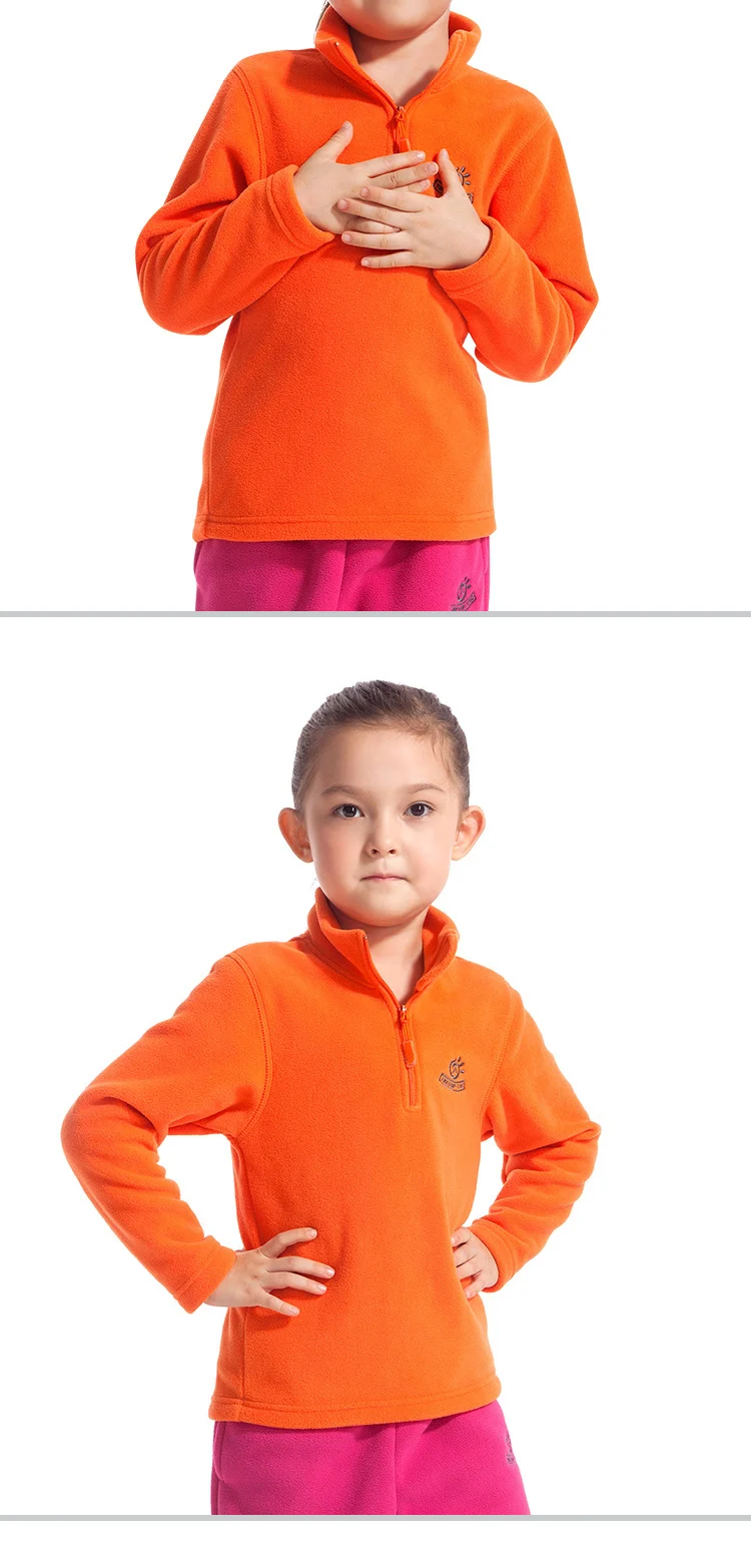 Tectop/Детская флисовая куртка; детское ветрозащитное пальто; куртки; пуловер на молнии; зимняя теплая одежда оранжевого цвета для мальчиков и девочек