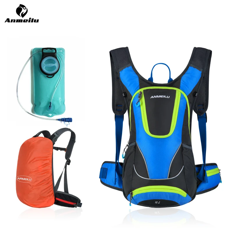 

Anmeilu 12L Bike Bag Nylon Waterproof Bicycle Shoulder Backpack+Rain Cover+Helmet Net Sport Travel Cycling Hydration Backpack