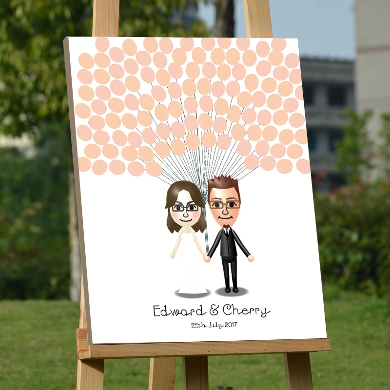 

Fashion Customized Wedding Photos Printing Personalized Name and Date Guest Signature Wedding Accessories Fingerprint Signs