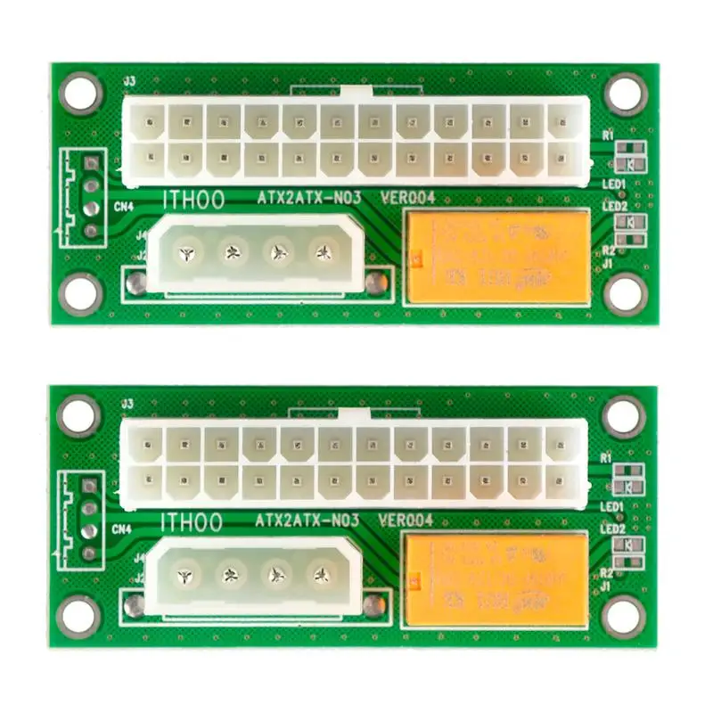 

2pcs/lot ATX 24Pin to SATA Molex 4Pin Dual PSU Power Supply Sync Starter Extender Cable Card For BTC Miner Machine