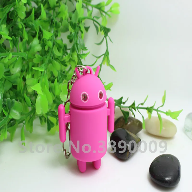 3 цвета Android Робот СВЕТОДИОДНЫЙ брелок звук и свечение рекламные подарки сумочка кулон маленький брелок с фонариком - Цвет: Красный