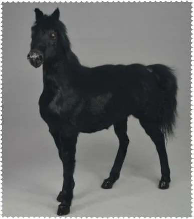 

large 36x34cm black horse model polyethylene& furs handicraft Figurines home decoration toy gift a2663