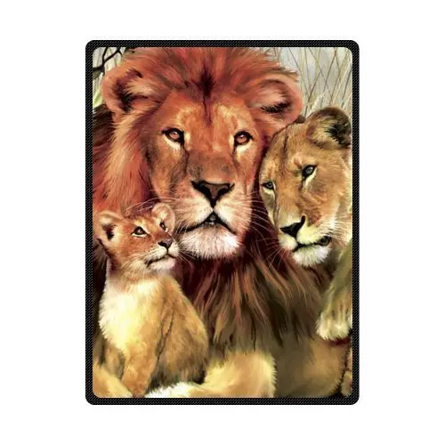 Custom Lion Bed Sofa Blanket Animal Soft Warm Fleece Throw Blanket Size