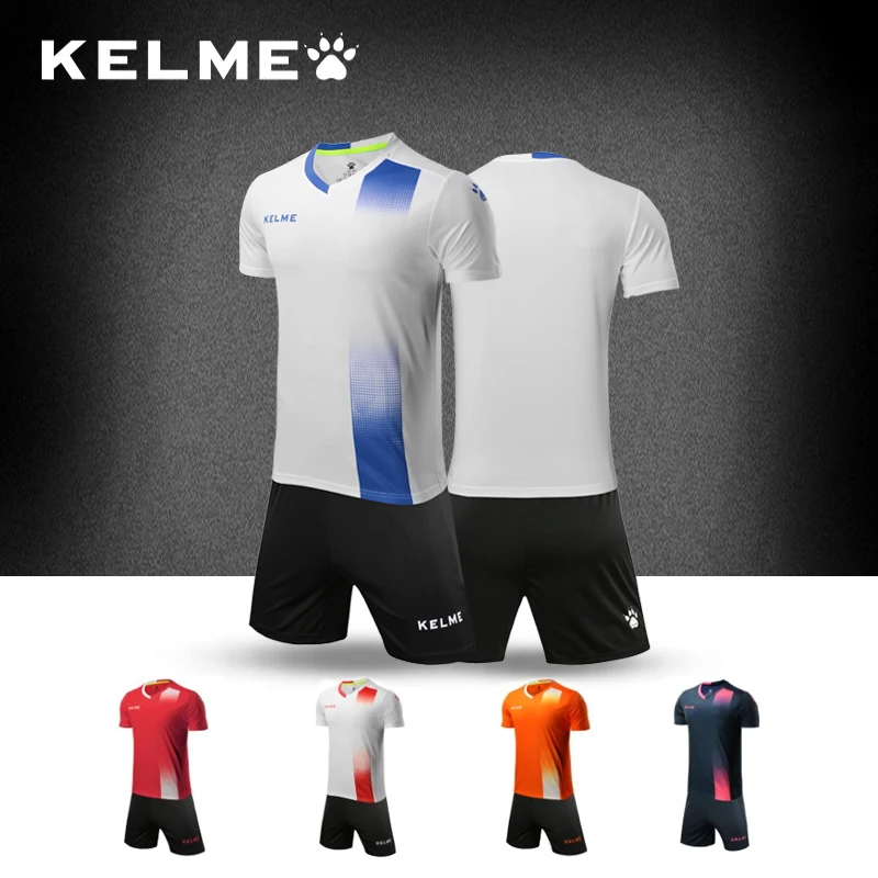 

Kelme Carle Beautiful Football Serve Training Match Suit Male Customized Jersey Short Sleeve Light Panel Adult Official Jersey