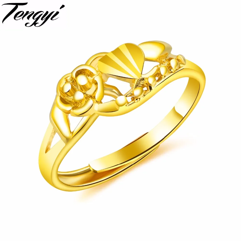 TENGYI Resizable Adjustable Cheap Color Gold Ring For Women Luxury
