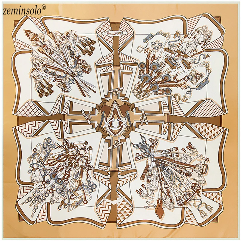 

100% Silk Scarf Women Large Shawls Printing Stoles Square Bandana Luxury Brand Scarf Scarves Wraps Female Foulard 130*130cm