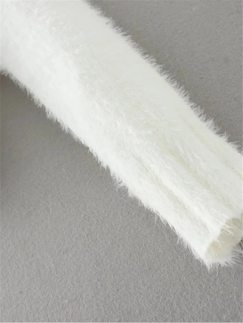 LUNDUNSHIJIA кардиган свитер женский кашемировый с v-образным вырезом модный супер Короткий стильный дизайн черный белый плюшевый свитер женский