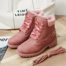 Женские зимние ботинки водонепроницаемые ботильоны, цветная лента, шнуровка, мотоциклетные ботинки с плюшевой подкладкой, на меху, Нескользящие, 36-43