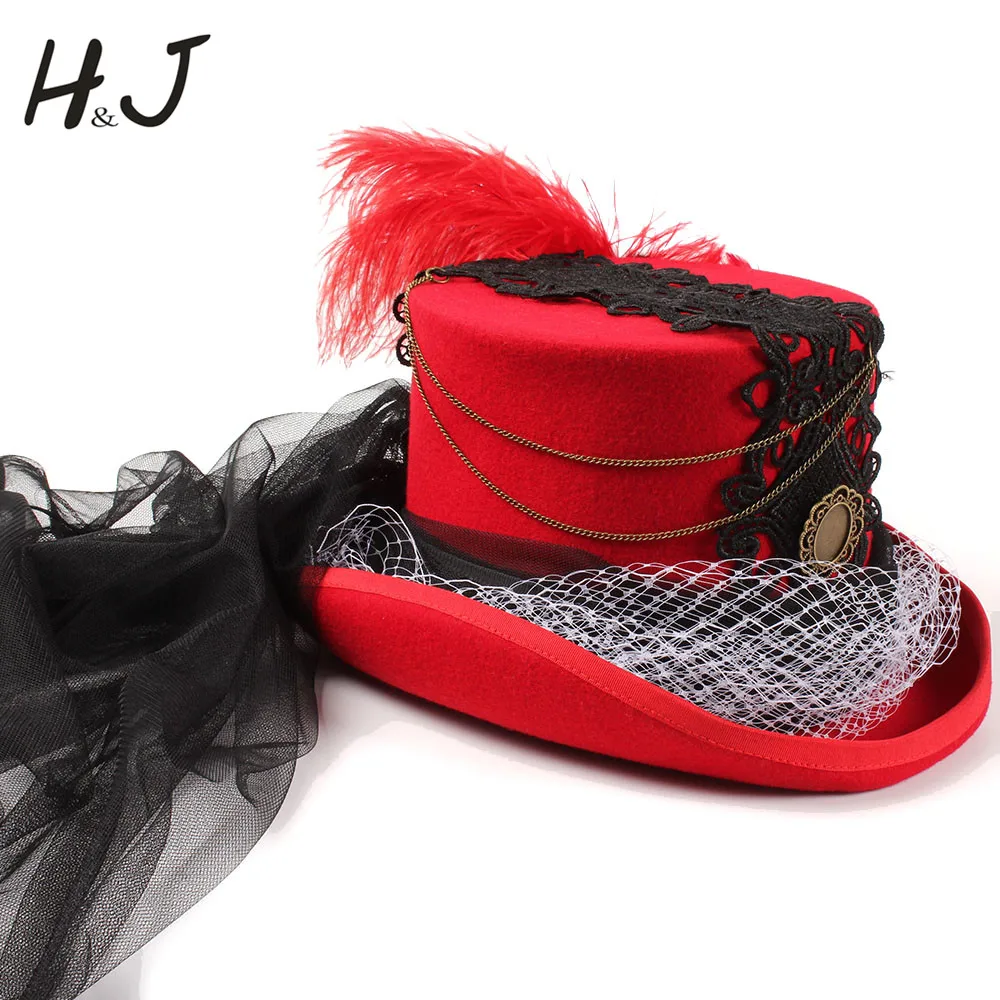 red steampunk hat
