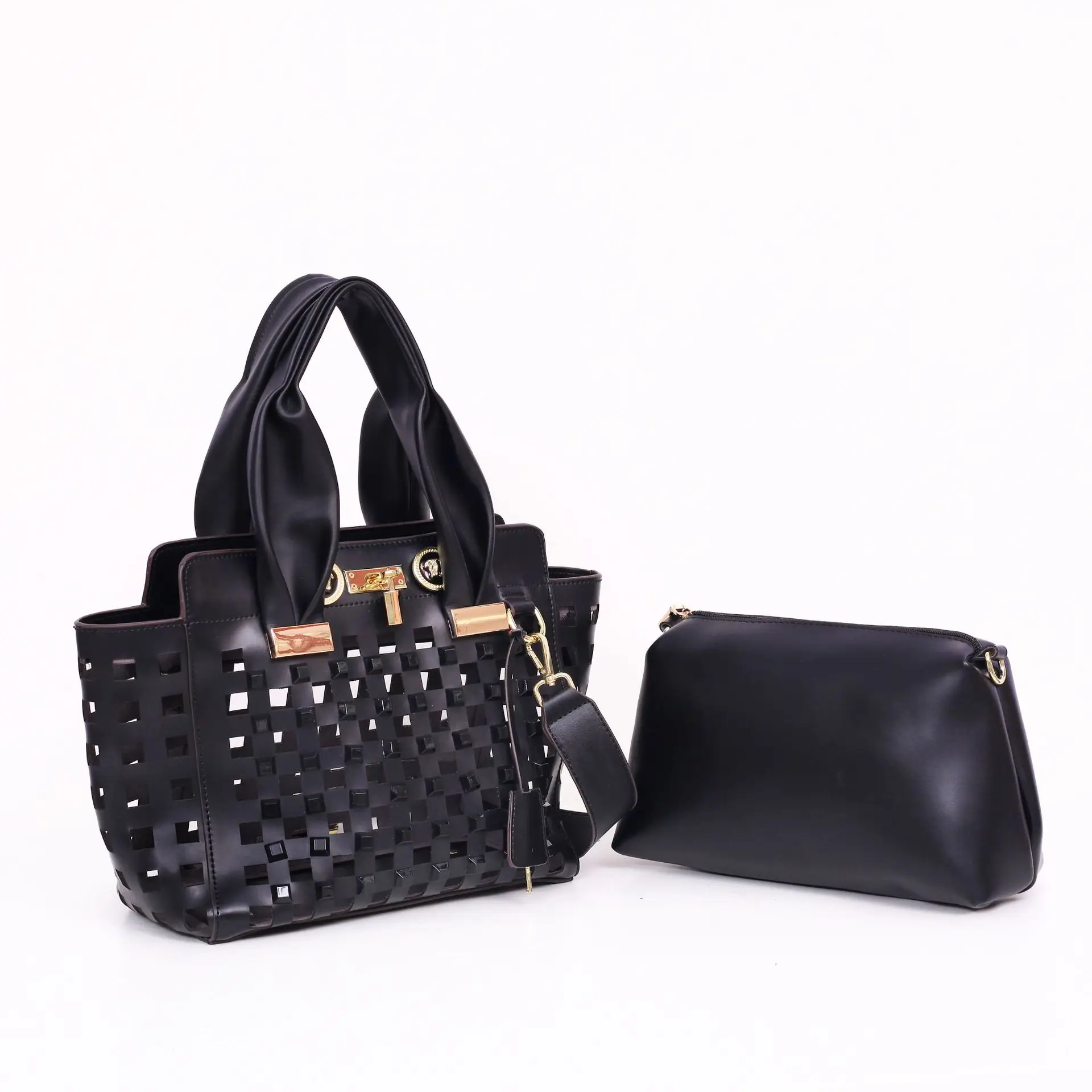 

New PU Women's Bag Hollow Out Composite Bag European and American Portable Messenger Bag Hand Bag Tote