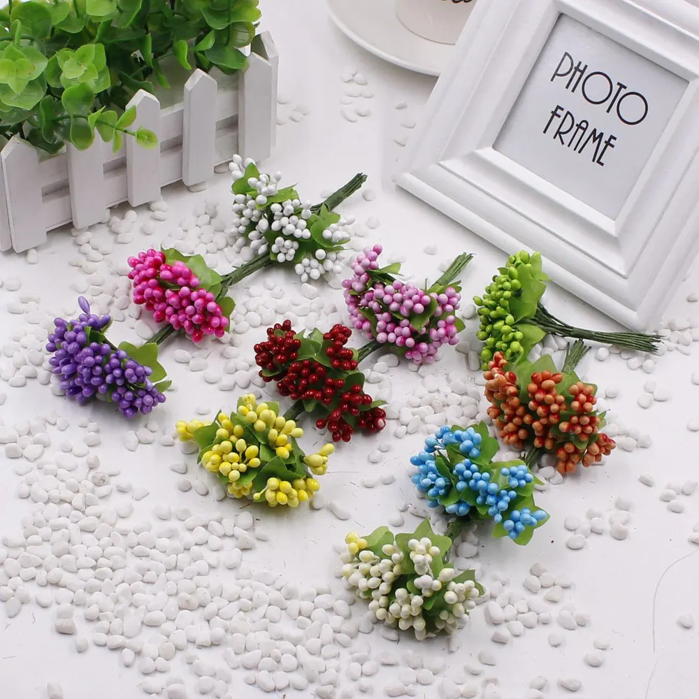

10pcs Mini Berries Artificial Flower Bouquet Stamen Wedding Home Christmas Decorative