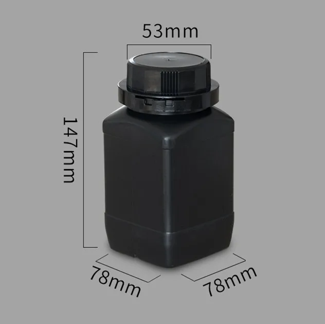 500ML black Утолщенная пластиковая бутылка с внутренней крышкой квадратной формы контейнер для твердого порошка вскрытия явные крышки многоразовые бутылки - Цвет: 500ML black