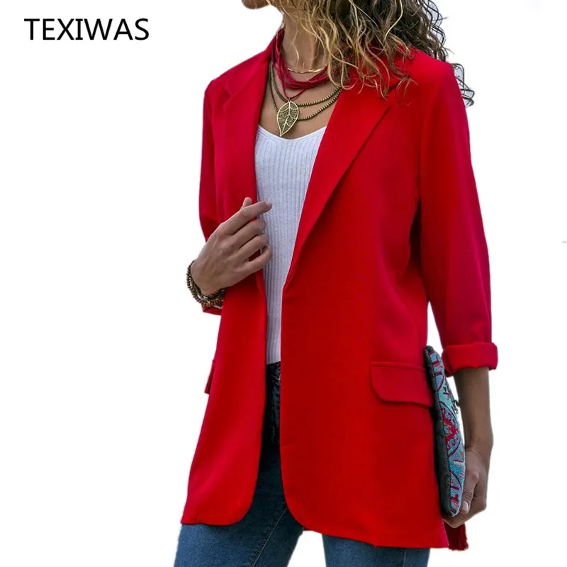 TEXIWAS Slim Blazers Women Autumn Suit Jacket Female Work