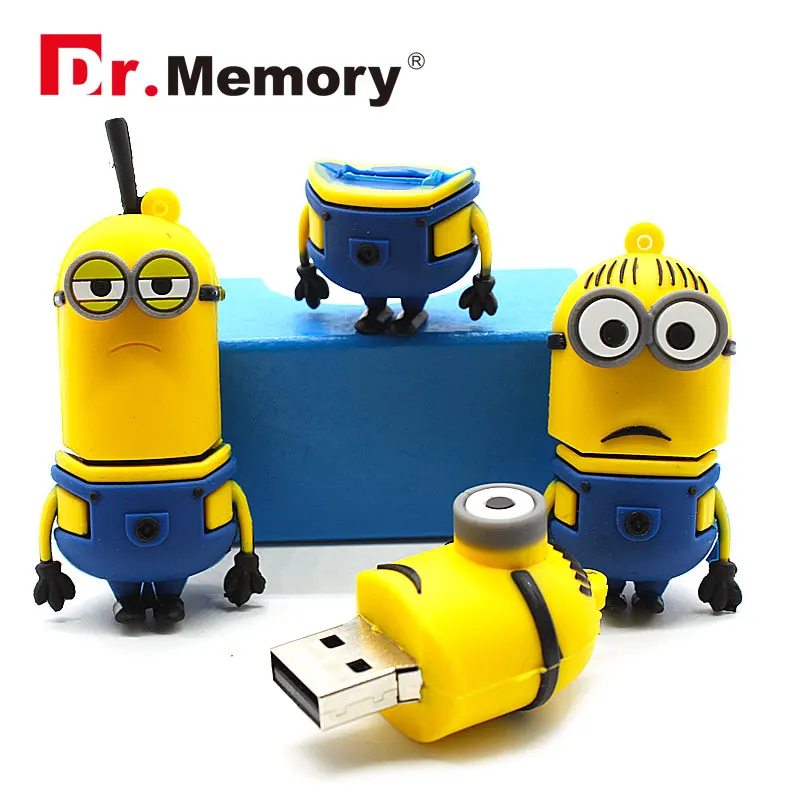 Миньоны USB Flash Drive мультяшный флеш-накопитель силиконовая Флешка 4G 8G 16G 32 64G USB 2,0 USB Stick для Рождественский подарок